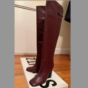 NWT - Schutz Austine Leather Boot In Vino Ruby